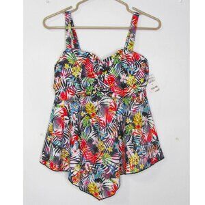 A Shore Fit Womens Palm Leaves Tankini Swimwear